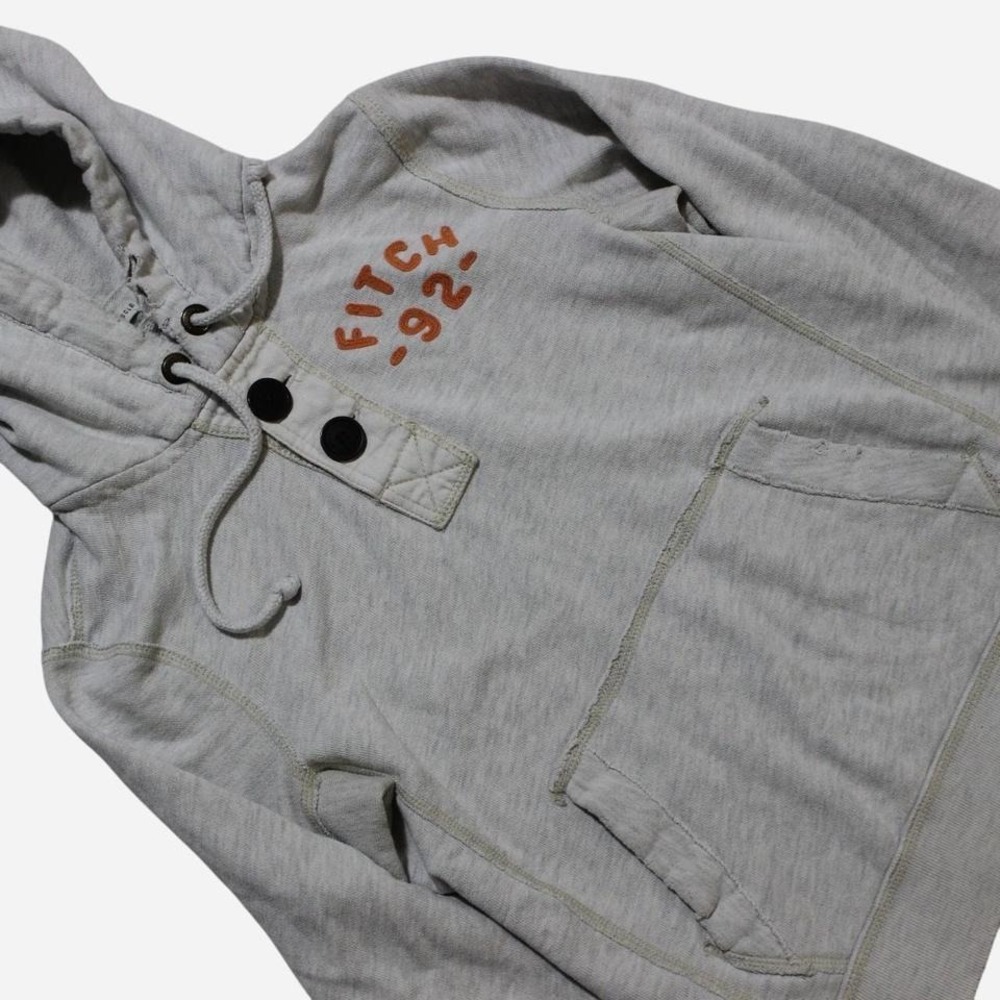Womens Y2K Preppy Button Collar Pullover Abercrombie & Fitch Hoodie